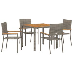 vidaXL Garden Dining Set 5 pcs Grey Poly Rattan