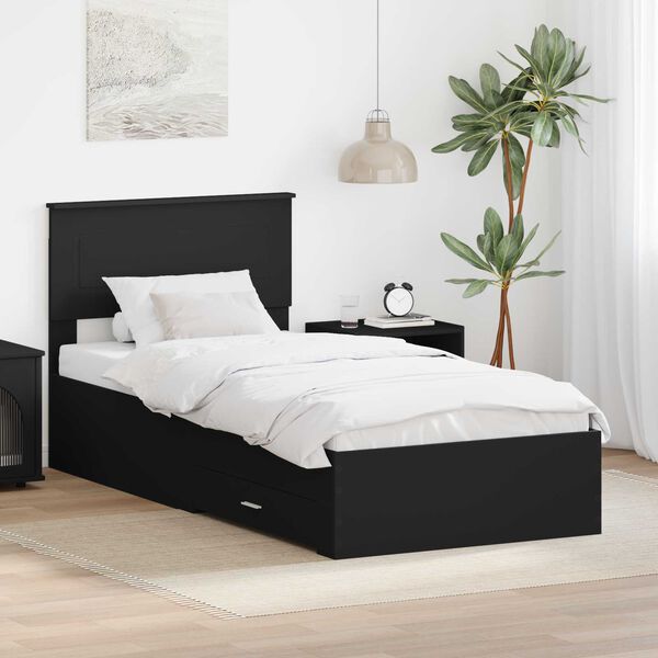vidaXL Bed Frame Black and Silver 100 x 200 cm Engineered Wood