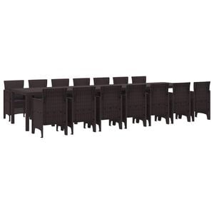vidaXL Garden Dining Set with Cushions 15 pcs Brown PP