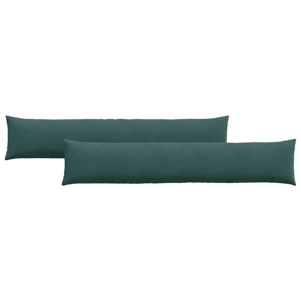 vidaXL Sofa Pillows 2 pcs Dark green 200 x 40 cm Corduroy Fabric