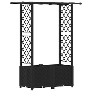 vidaXL Raised Bed with Trellis and Roof Black 124.5 x 40 x 138 cm PP