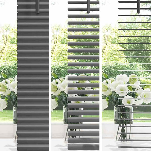 vidaXL Venetian Blinds with Curtains Dark Grey 175 x 140 cm Aluminium