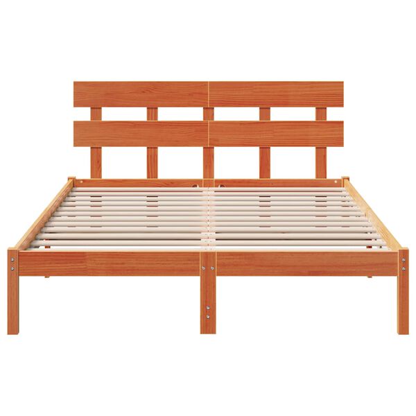 vidaXL Bed Frame with Headboard Brown 150 x 200 cm Solid Pine wood