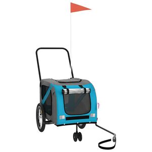vidaXL Pet Bike Trailer Blue and Grey Oxford Fabric and Iron