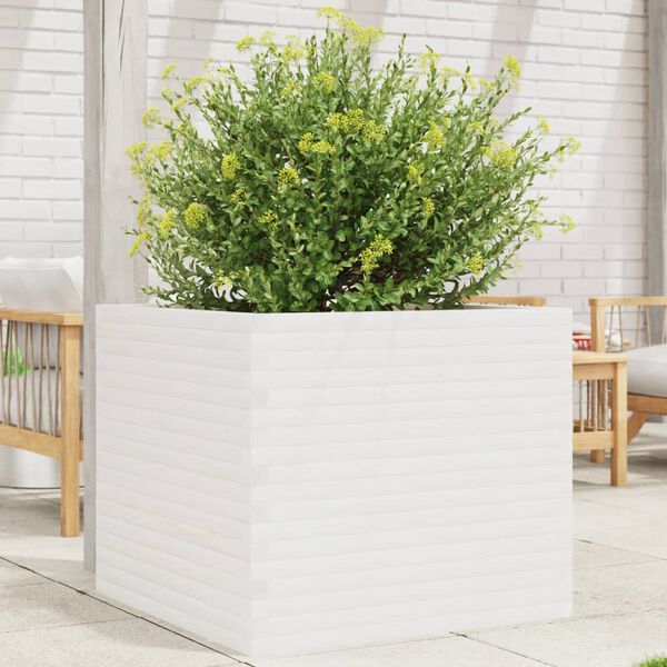 vidaXL Garden Planter White 80x80x68.5 cm Solid Wood Pine