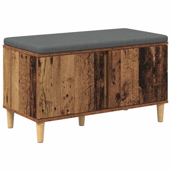 vidaXL Hall Bench with Cushion with Storage Old Wood 80 x 38 x 46 cm