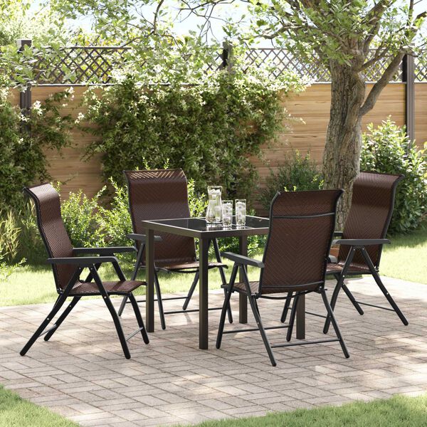 vidaXL Garden Dining Set Height-Adjustable 5 pcs Brown Poly rattan