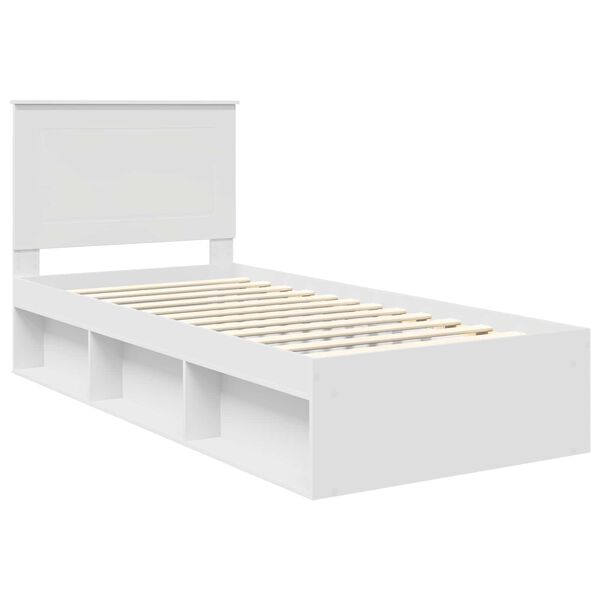 vidaXL Bed Frame with Headboard White 100 x 200 cm Solid Pine Wood