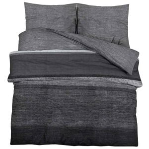 vidaXL Duvet Cover Set Dark Grey and Black 225x220 cm Cotton