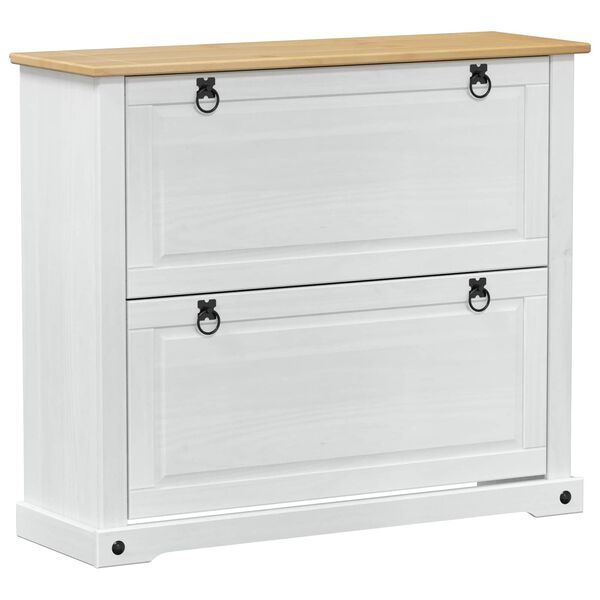 vidaXL Shoe Cabinet Corona White 99 x 32 x 85 cm Solid Pine Wood