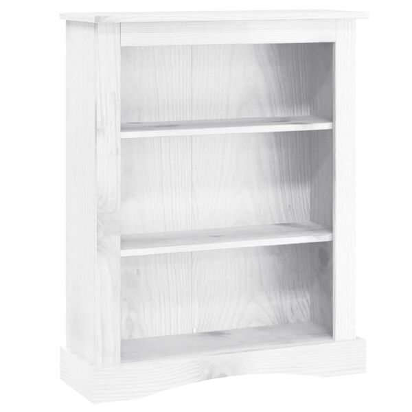 vidaXL 3-Tier Bookcase Mexican Pine Corona Range White 81x29x100 cm