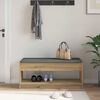 vidaXL Hall Bench with Cushion with Shelf Artisan Oak 103 x 38 x 45 cm