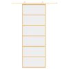 vidaXL Sliding Door Gold 76x205 cm Clear ESG Glass and Aluminium