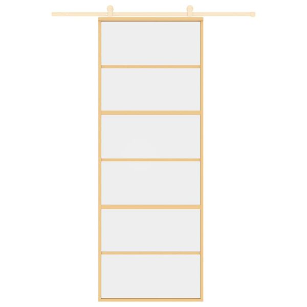 vidaXL Sliding Door Gold 76x205 cm Clear ESG Glass and Aluminium