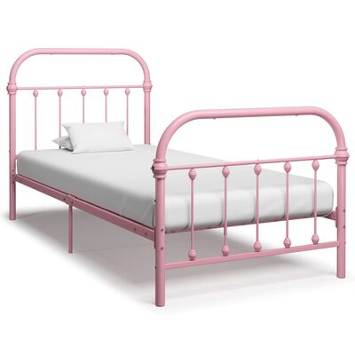 vidaXL Bed Frame Pink Metal 90x200 cm