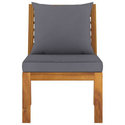 vidaXL 3 Piece Garden Lounge Set with Dark Grey Cushion Solid Acacia Wood