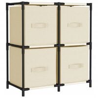 vidaXL Storage Cabinet with 4 Fabric Baskets Cream 63x30x71 cm Steel