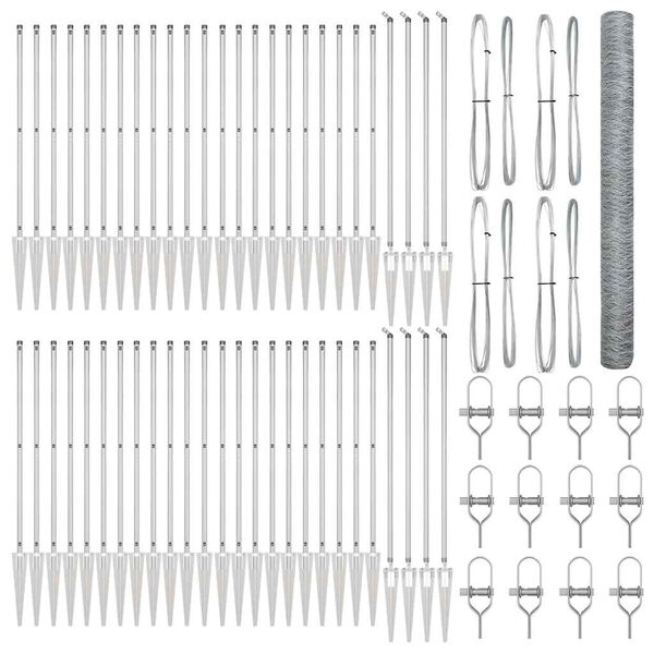 vidaXL Fence Post Silver 100 x 1.5 m (36 mm mesh) Steel