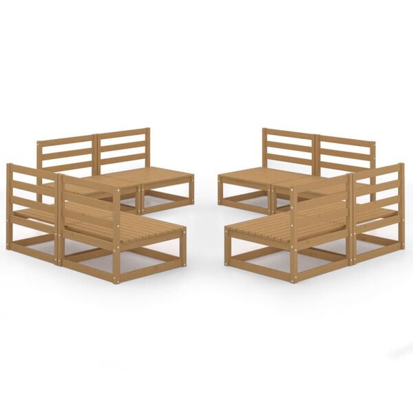 vidaXL 8 Piece Garden Lounge Set Honey Brown Solid Pinewood