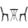 vidaXL Garden Bistro Set 3 pcs Black Aluminium
