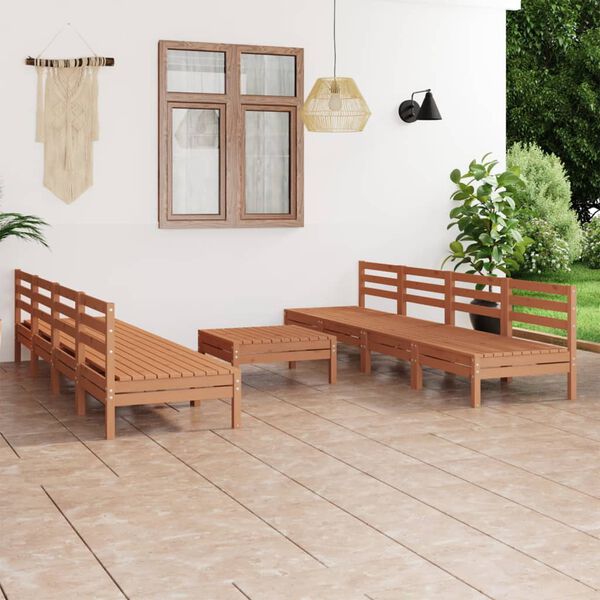 vidaXL 9 Piece Garden Lounge Set Honey Brown Solid Pinewood