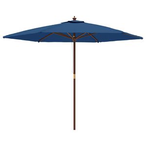 vidaXL Garden Parasol with Wooden Pole Azure Blue 299x240 cm