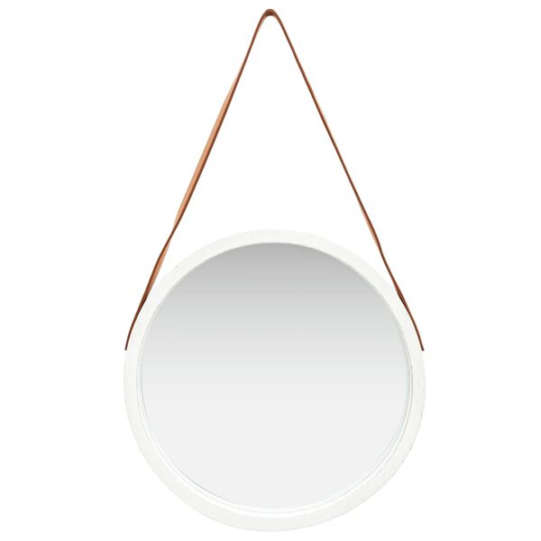 vidaXL Wall Mirror with Strap 50 cm White