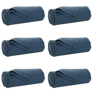 vidaXL Throw Blankets 6 pcs Navy Blue 200 x 150 cm 2.52 kg Fleece