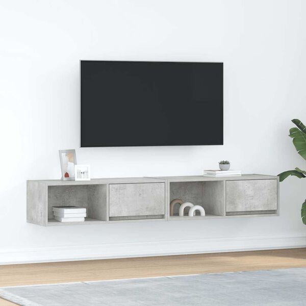 vidaXL TV Cabinets 2 pcs Concrete Grey 80x31x25.5 cm Engineered Wood