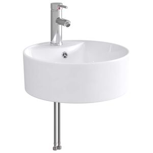 vidaXL Bathroom Sink with Faucet and Drain Chrome 40.5 x 40.5 x 15 cm