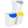 vidaXL Stackable Waste Bins with Lids 3 pcs White PP 120 L