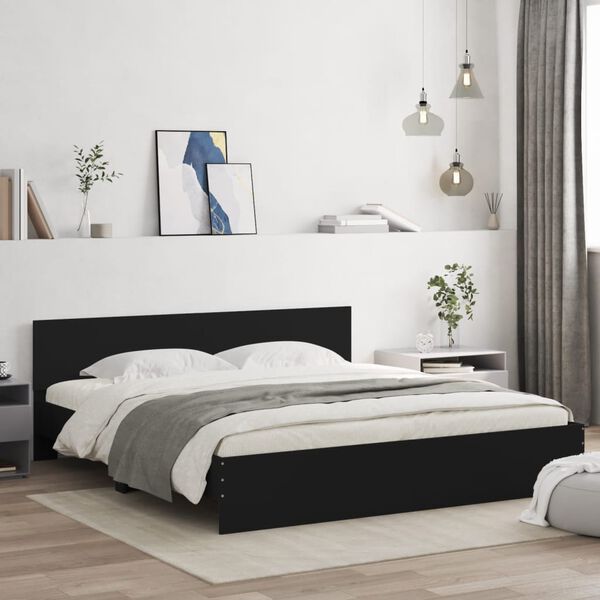 vidaXL Bed Frame without Mattress Black 180x200 cm Super King