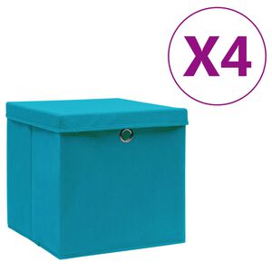 vidaXL Storage Boxes with Covers 4 pcs 28x28x28 cm Baby Blue