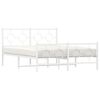 vidaXL Metal Bed Frame without Mattress with Footboard White 135x190cm