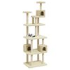 vidaXL Cat Tree with Sisal Scratching Posts Cream 188 cm