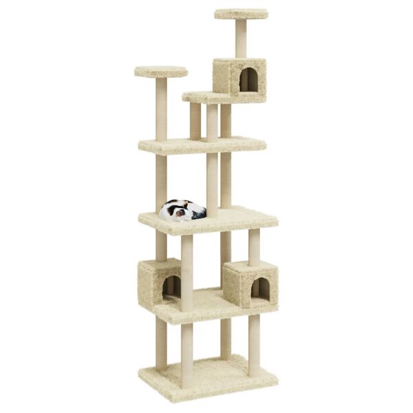 vidaXL Cat Tree with Sisal Scratching Posts Cream 188 cm
