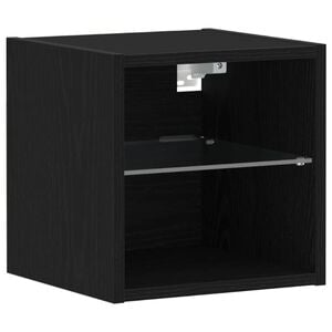 vidaXL LED Wall Bedside Cabinet Black 30 x 28.5 x 30 cm