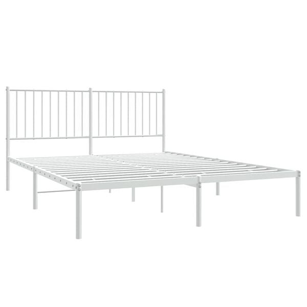 vidaXL Metal Bed Frame without Mattress with Headboard White 160x200cm