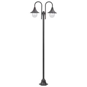 vidaXL Garden Post Light E27 220 cm Aluminium 2-Lantern Bronze