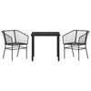 vidaXL Garden Dining Set 3 pcs Black Poly Rattan