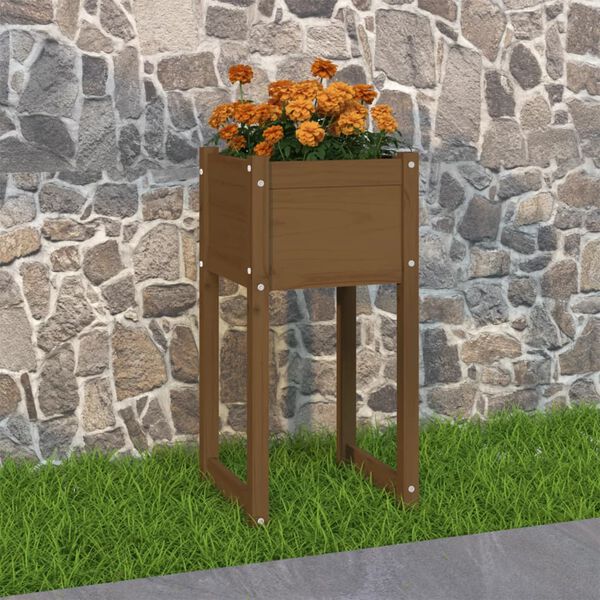 vidaXL Planter Honey Brown 40x40x81 cm Solid Wood Pine