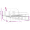 vidaXL Metal Bed Frame without Mattress with Footboard White 160x200cm