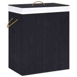 vidaXL Bamboo Laundry Basket with Single Section Black 83 L