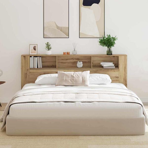 vidaXL Headboard Cabinet with Shelf Artisan Oak 220 x 18.5 x 102.5 cm