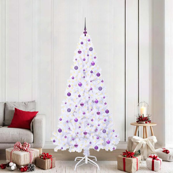 vidaXL Artificial Christmas Tree with Stand White 210 cm PVC and Steel