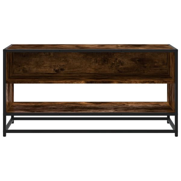 vidaXL TV Cabinet Smoked Oak 91x40x46 cm Engineered Wood and Metal