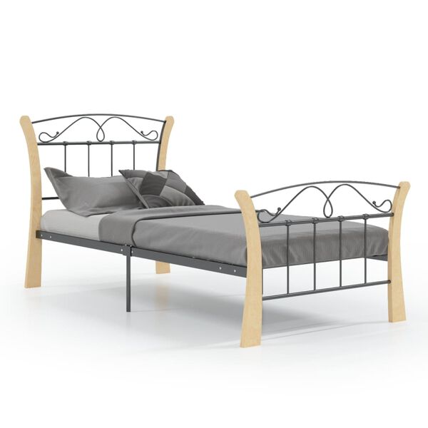 vidaXL Bed Frame without Mattress Black Metal 90x200 cm