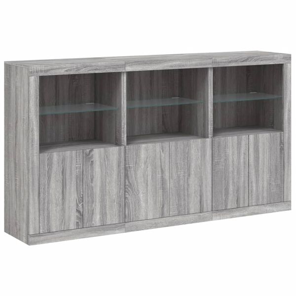 vidaXL Sideboard with LED Lights Grey Sonoma 181.5x37x100 cm