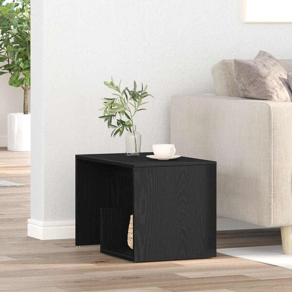 vidaXL Side Table Black Oak 59 x 36 x 38 cm Engineered Wood