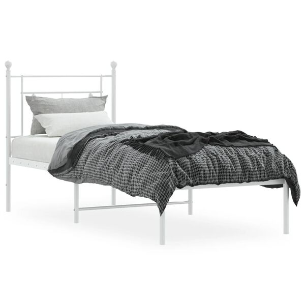 vidaXL Metal Bed Frame without Mattress with Headboard White 80x200cm